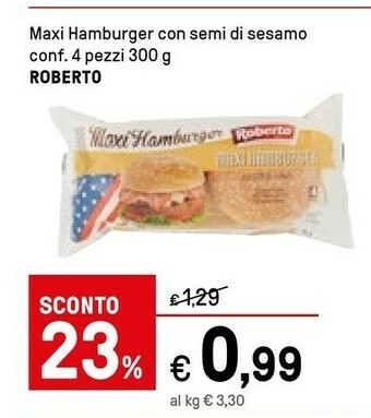 Iper La Grande Roberto Maxi Hamburger Con Semi Di Sesamo offerta