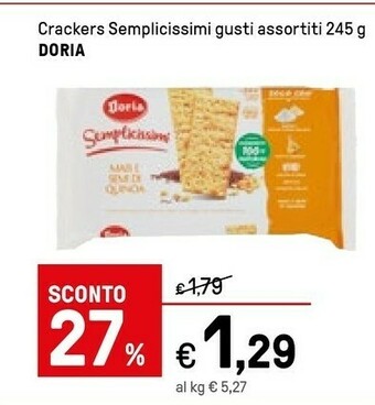 Iper La Grande Doria Semplicissimi Crackers Al Mais E Semi Di Quinoa 245 G(ml) offerta