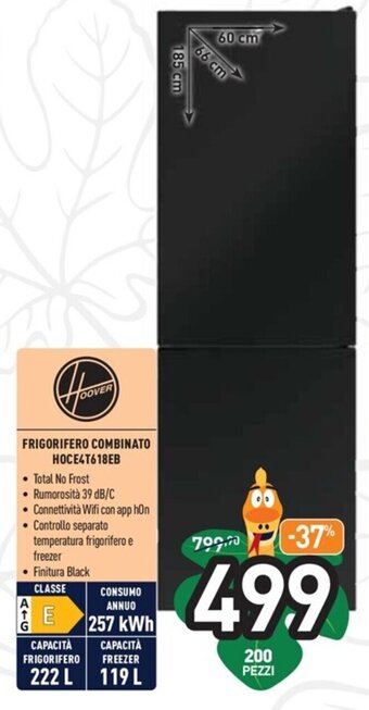 Unieuro Hoover Frigorifero Combinato HOCE4T618EB offerta