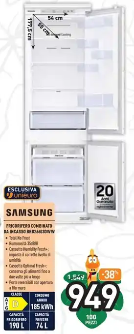 Unieuro Samsung Frigorifero Combinato da Incasso BRB26603DWW offerta