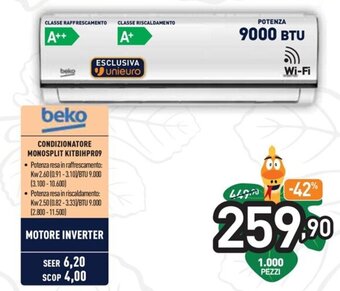 Unieuro Beko Condizionatore Monosplit KITBIHPRO9 offerta