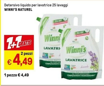 Iper La Grande Winni's Naturel Detersivo Liquido Per Lavatrice 25 Lavaggi offerta