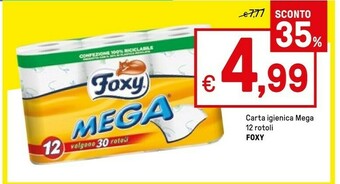 Iper La Grande Foxy Carta Igienica Mega 12 Rotoli offerta