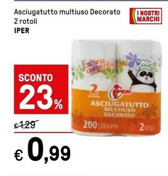Iper La Grande Iper Asciugatutto Multiuso Decorato 2 Rotoli offerta