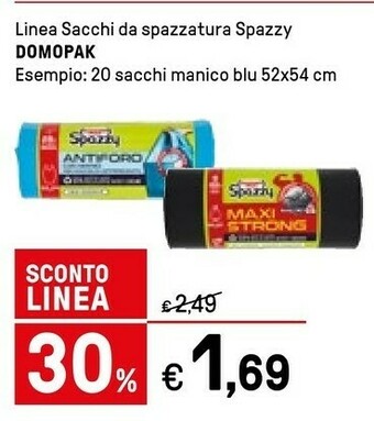 Domopak 20 Sacchi Manico Blu 52 X 54 Cm