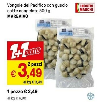 Iper La Grande Marevivo Vongole Del Pacifico Con Guscio Cotte Congelate offerta