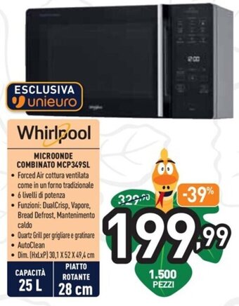Unieuro Whirlpool Microonde Combinato MCP349SL offerta