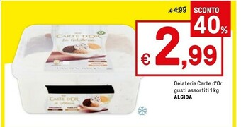 Iper La Grande Algida Carte D'Or La Gelateria Stracciatella Gianduia Caffè 1000 G(ml) offerta