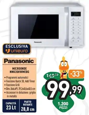 Unieuro Panasonic Microonde NNK35HWMEBG offerta