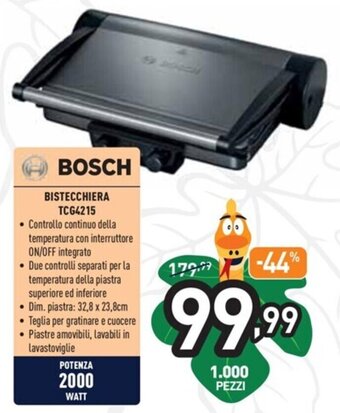 Unieuro Bosch Bistecchiera TCG4215 offerta