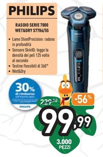 Unieuro Philips Rasoio Serie 7000 Wet & Dry S7786/55 offerta