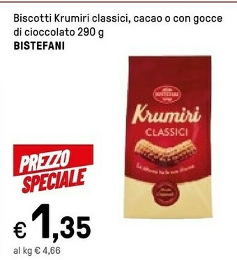 Iper La Grande Bistefani Biscotti Krumiri Classici, Cacao O Con Gocce Di Cioccolato 290 G offerta