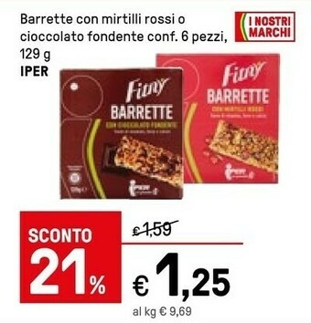 Iper La Grande Iper Barrette Con Mirtilli Rossi O Cioccolato Fondente offerta