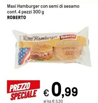 Iper La Grande Roberto - Maxi Hamburger Con Semi Di Sesamo 300 G(ml) offerta