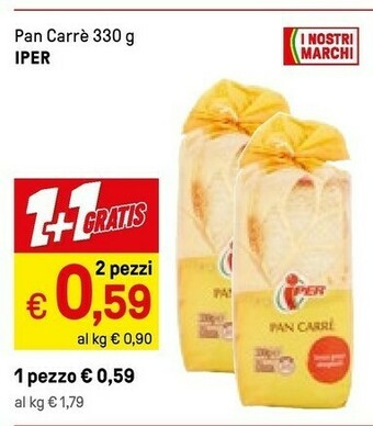 Iper La Grande Iper - Pan Carrè 330 G(ml) offerta
