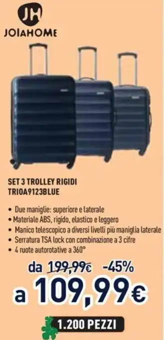 Unieuro Joiahome Set 3 Trolley Rigidi TRI0A9123BLUE offerta
