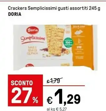 Iper La Grande Doria Semplicissimi Crackers Al Riso Venere E Semi Di Lino 245 G(ml) offerta