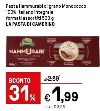 Iper La Grande La pasta di camerino Pasta Hammurabi Di Grano Monococco 100% Italiano Integrale offerta