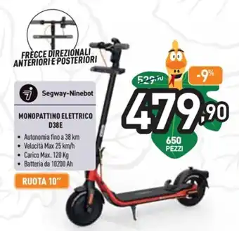Unieuro Segway-Ninebot Monopattino Elettrico D38E offerta