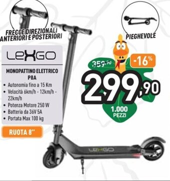 Unieuro Lexgo Monopattino Elettrico P8A offerta