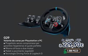 Unieuro Logitech G29 Volante da corsa per Playstation e PC offerta