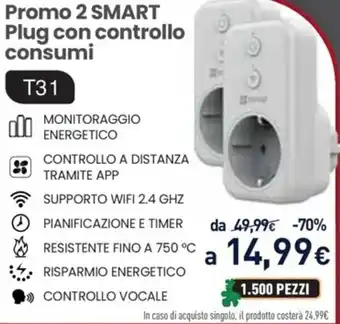 Unieuro Ezviz Promo 2 Smart Plug con controllo consumi T31 offerta