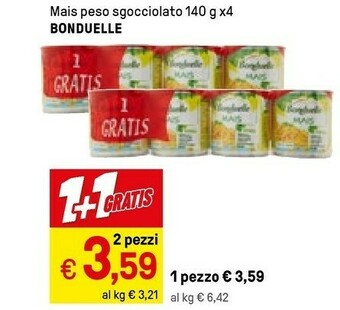 Iper La Grande Bonduelle Mais Peso Sgocciolato offerta