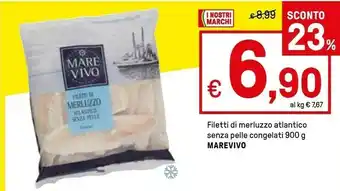 Iper La Grande Marevivo Filetti Di Merluzzo Atlantico Senza Pelle Congelati offerta