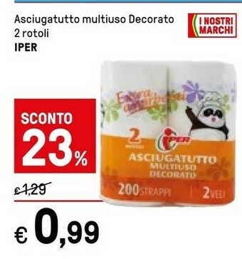 Iper La Grande Iper Asciugatutto Multiuso Decorato 2 Rotoli offerta