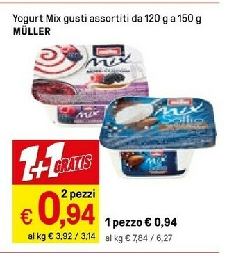 Iper La Grande Muller Mix Yogurt Bianco Più Fragole 150 G(ml) offerta