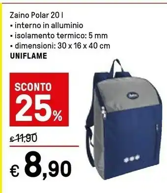 Iper La Grande Uniflame Zaino Polar 20 L offerta