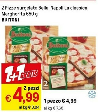 Iper La Grande Buitoni 2 Pizze Surgelate Bella Napoli La Classica Margherita offerta