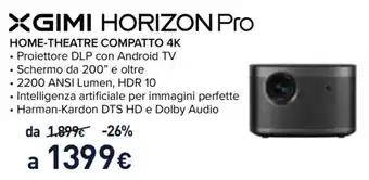 Unieuro XGimi Horizon Pro Home-Theatre Compatto 4K offerta
