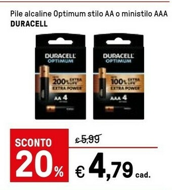 Iper La Grande Duracell Pile Alcaline Optimum Stilo AA O Ministilo AAA offerta