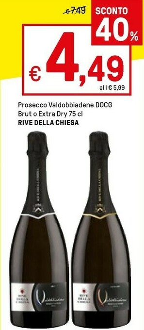 Iper La Grande Rive Della Chiesa Prosecco Valdobbiadene Docg Brut O Extra Dry offerta