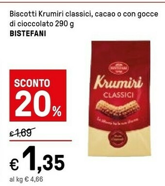 Bistefani Biscotti Krumiri Classici, Cacao O Con Gocce Di Cioccolato 290 G