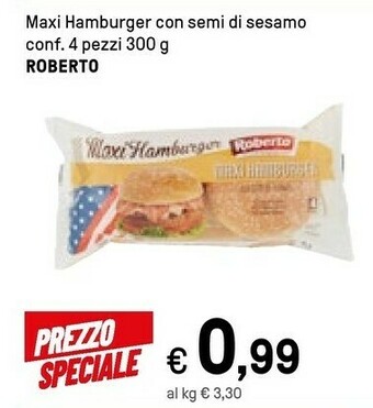 Iper La Grande Roberto - Maxi Hamburger Con Semi Di Sesamo 300 G(ml) offerta