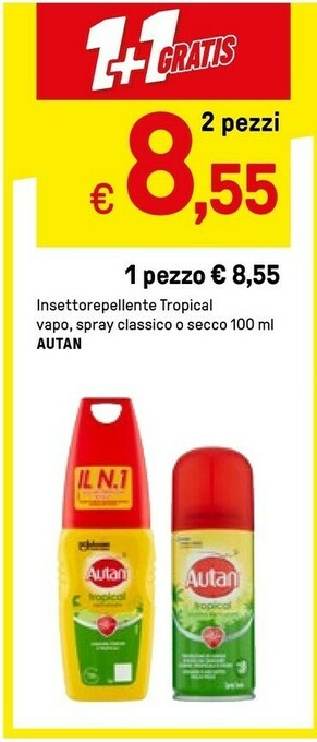 Iper La Grande Autan Insettorepellente Tropical Vapo, Spray Classico O Secco 100 Ml offerta