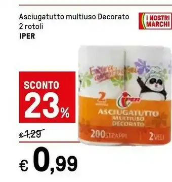Iper La Grande Iper Asciugatutto Multiuso Decorato 2 Rotoli offerta