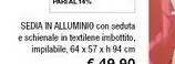 Iper La Grande Sedia In Alluminio Con Seduta E Schienale In Textilene Imbottito Impilabile offerta