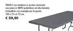 Iper La Grande Iper La Grande I Tavolo Con Struttura In Accialo Verniciato Con Piano In Hdpe (polietilene Ad Alta Densita) Richiudibile Con offerta