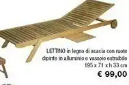 Iper La Grande Lettino In Legno Di Acacia Con Ruote Dipinte In Alluminio E Vassoio Estrabile offerta