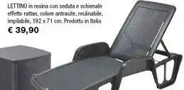 Iper La Grande Lettino In Resina Con Seduta E Schienale Effetto Rattan offerta