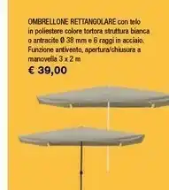 Iper La Grande Ombrellone Rettangolare Con Telo In Poliestere Colore Tortora Struttura Bianca offerta