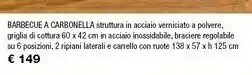 Iper La Grande Barbecue A Carbonella Struttura In Acciaio Verniciato A Polvere, Griglia Di Cottura 60 X 42 Cm In Aciaio Inossidabile, Bracie offerta