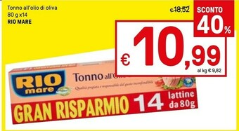 Iper La Grande Rio Mare Tonno All'Olio Di Oliva 80 G(ml) offerta