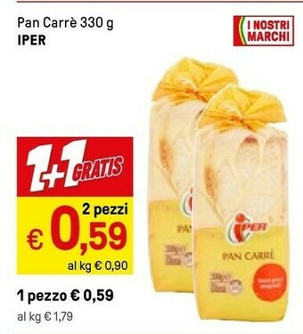 Iper La Grande Iper - Pan Carrè 330 G(ml) offerta