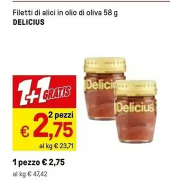 Iper La Grande Delicius Filetti Di Alici All'Olio Di Oliva Con Chiodi Di Garofano 58 G(ml) offerta