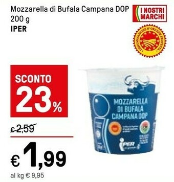Iper La Grande Iper Mozzarella Di Bufala Campana Dop offerta