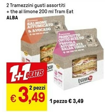 Iper La Grande Alba 2 Tramezzini + The Al Limone 200 Ml Tram Eat offerta
